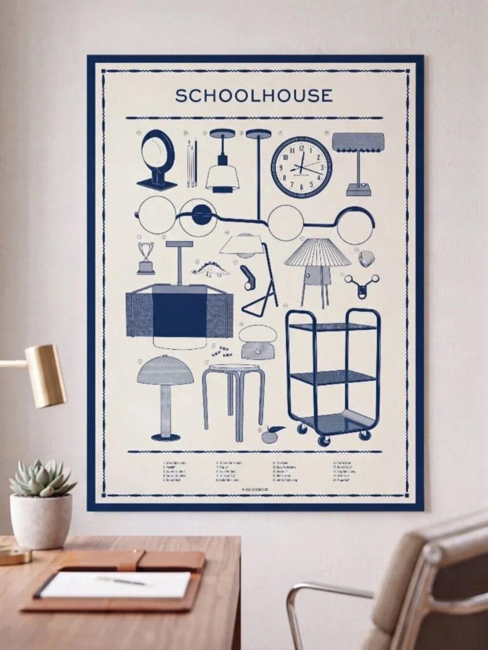 Schoolhouse Mid-Century Wall Art Poster / Deadstock Calendar